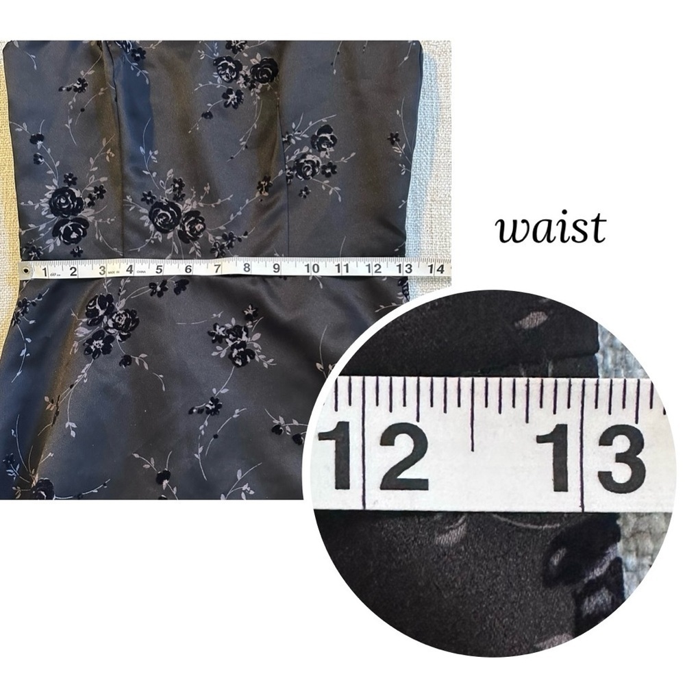 BYER TOO! Vintage Velvet-Floral Spaghetti Strap Tulle Lined Black Dress Junior 5 - Picture 16 of 16